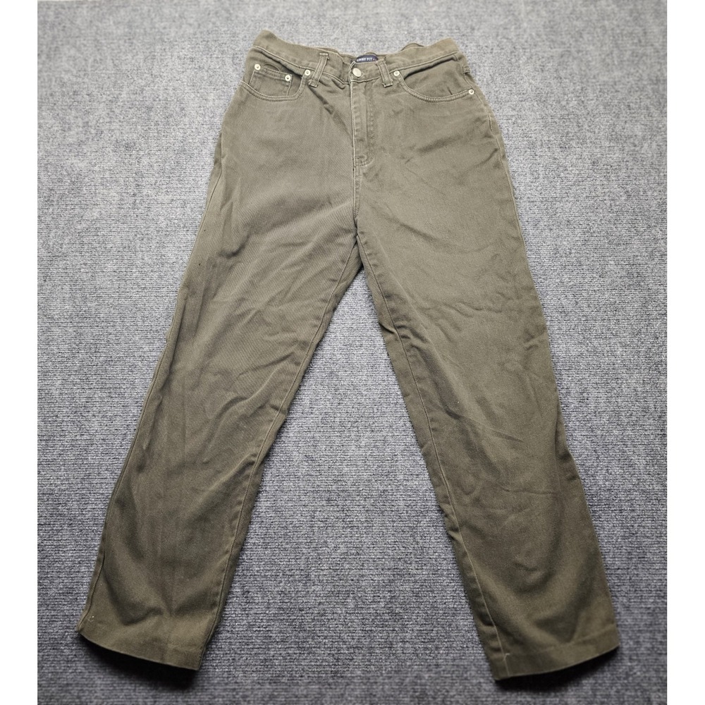Bill Blass Petite Jeans Womens 8P Olive Green Easy Fit High Rise Straight Leg